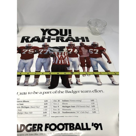 You RAH-RAH UW Madison Poster Football Badger 1991 Vintage - Picture 5 of 6
